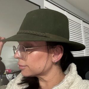 Army green braided wool hat